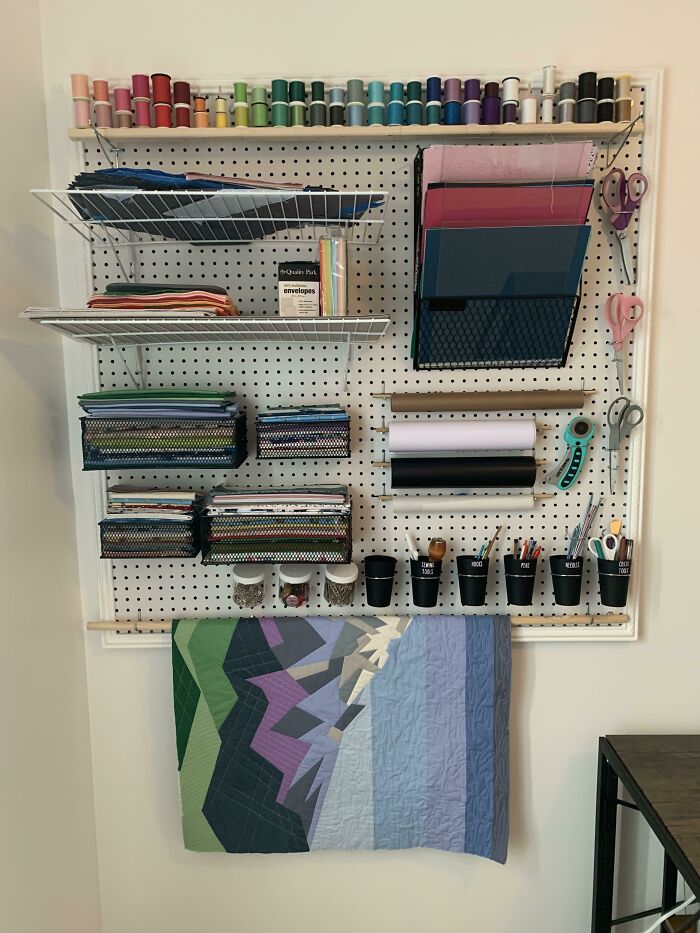 Sewing Room... Still A Work In Progress, But I Leave The Door Open Now So When I Walk By I Can Peek In At My Pegboard And Smile