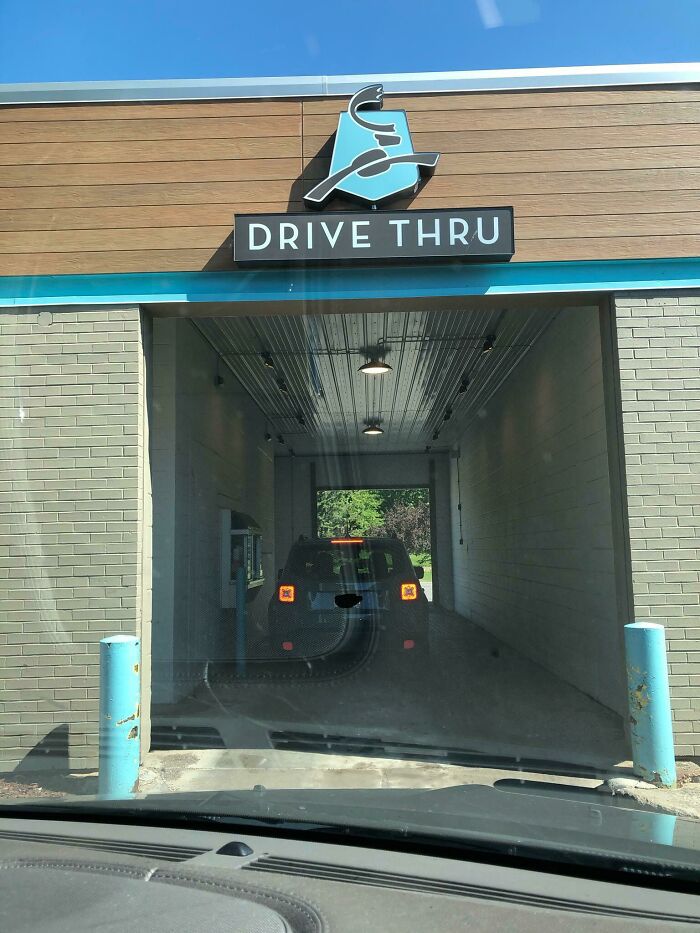This Old Gas Station With A Car Wash Was Converted Into A Caribou Coffee Drive Thru