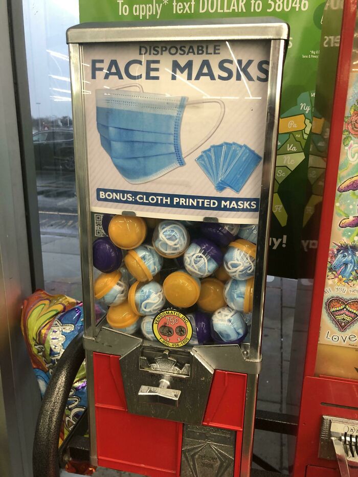 A Mask Gumball Machine At The Dollar Store