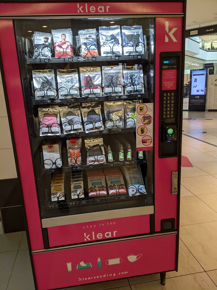 This Vending Machine At A Mall Near Me That Sells Masks, Hand Sanitizer, And Other Things Of The Sort