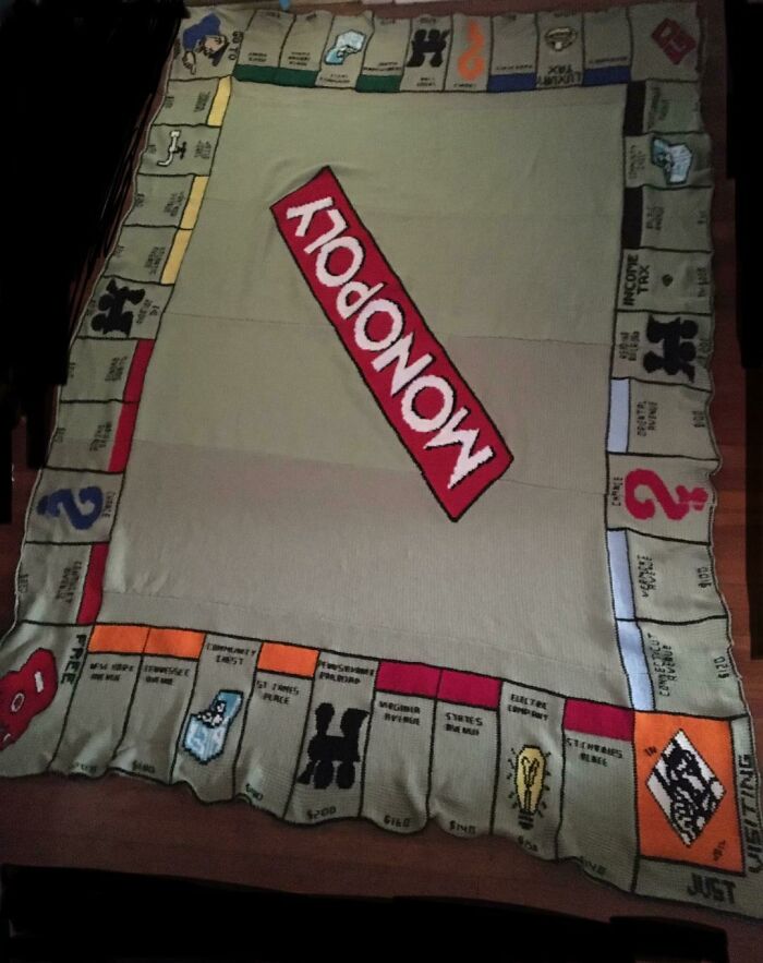 Knitted Monopoly Board Blanket