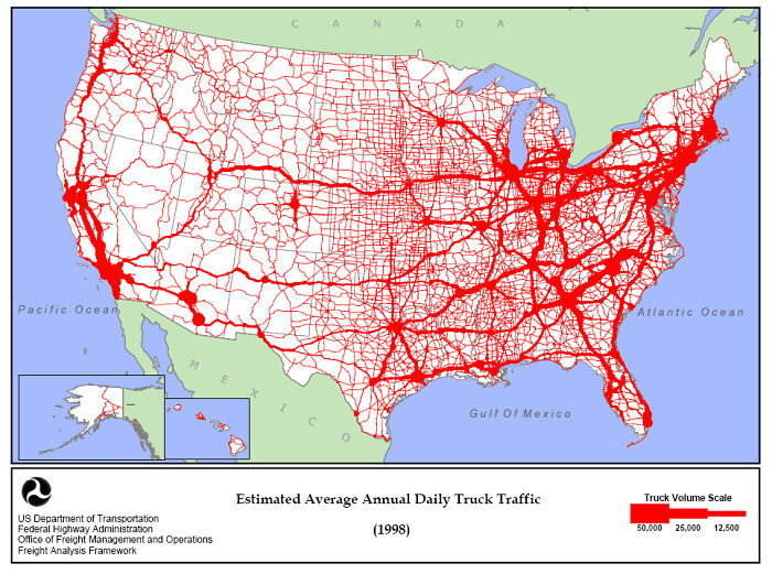 The Estimated Amount Of Daily Truck Drivers In The U.S. (1998)
