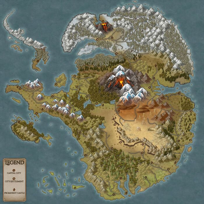 Antarctica Without Ice Fantasy Map (Made With Inkarnate)