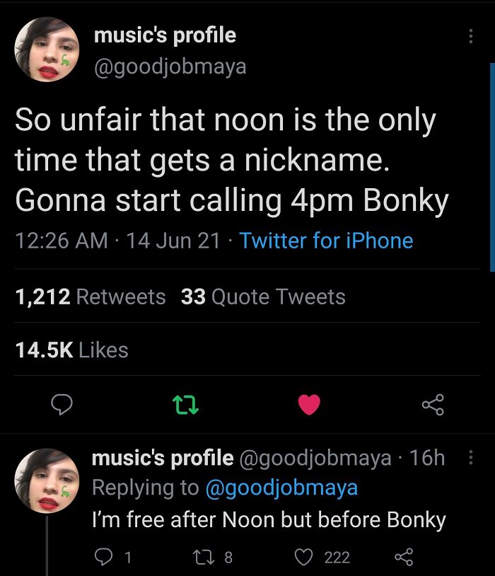 I'm Free After Noon But Before Bonky
