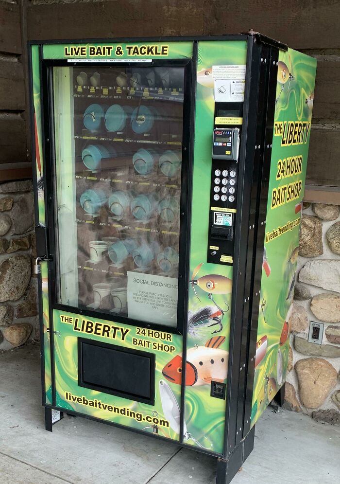 Vending Machine For Live Fishing Bait. What A Time To Be Alive