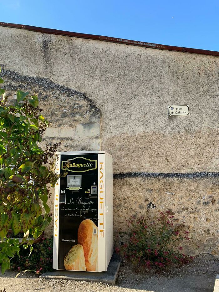 Baguette Vending Machine. Spotted While Walking In France. Sadly, No Cheese And Wine Ones Close By, So We Carried On Walking