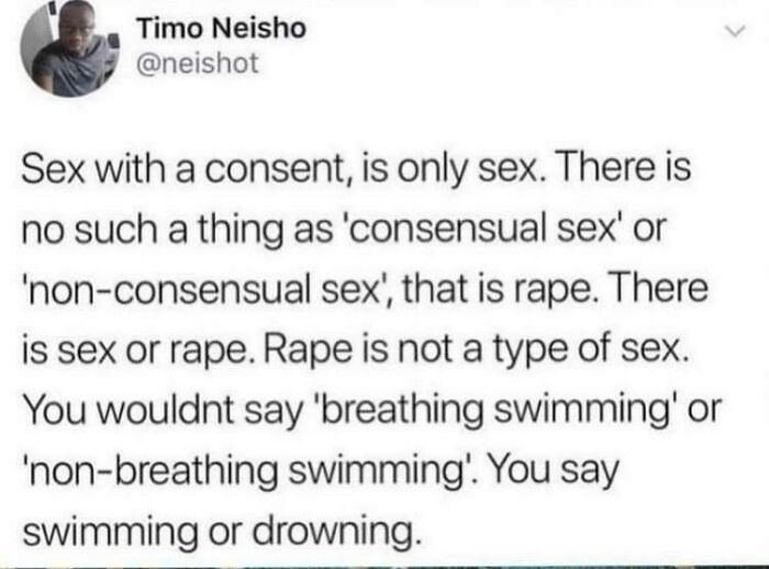 Let’s Eradicate The Terms “Consensual Sex” And “Non-Consensual Sex” - It’s Either Sex Or Rape. Language Shouldn’t Be Used As A Tool To Obfuscate Trauma And Horror