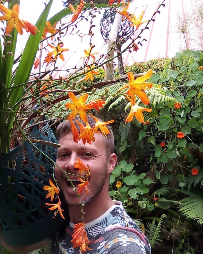 Crocosmia: Since This Is My Favourite Flower But Mine Is Not In Bloom At The Moment, I Managed To Find A Selfie With It From A Few Years Ago.