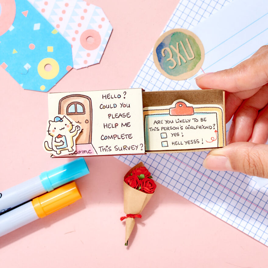 Cute Personalized Proposal Card "Help me complete this survey" Matchbox Card