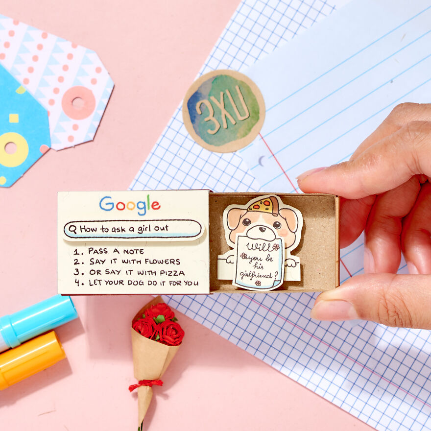 Cute Proposal Card Google "How to Ask a Girl / Guy out" Matchbox Card