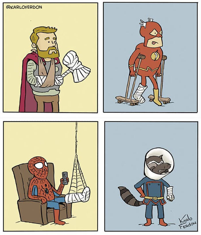 Artist Shows What Superheroes Are Doing In Their Free Time Without Saying A Word (30 New Comics)
