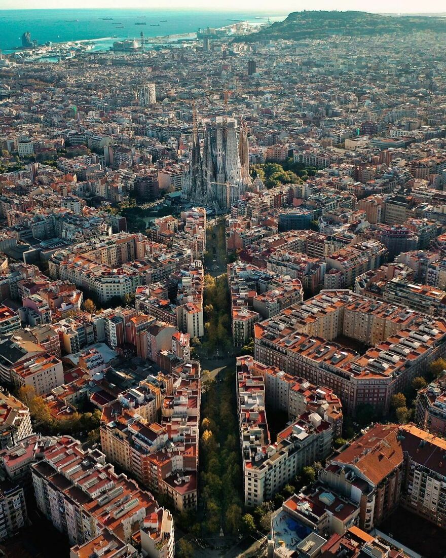 Above Barcelona And The Basílica De La Sagrada Família, Spain