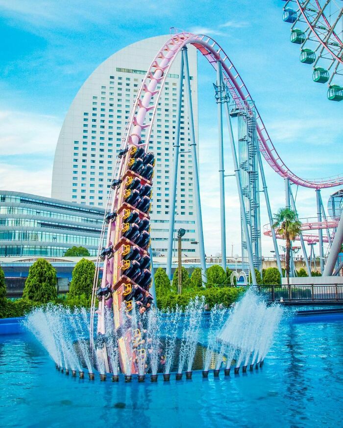 The "Vanish" Roller Coaster Is A One-Of-A-Kind Roller Coaster At Cosmo World Amusement Park In Yokohama, Japan