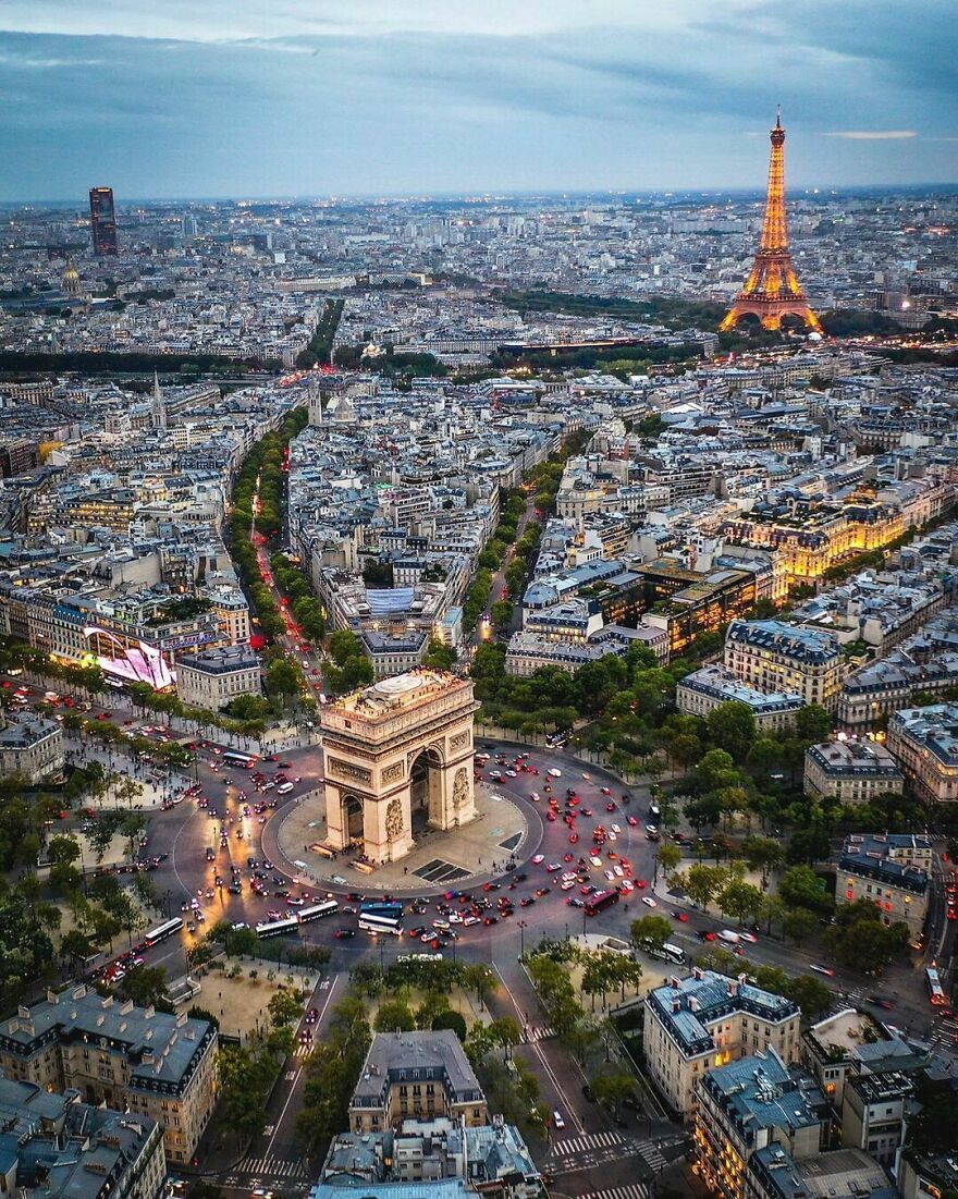 Arc De Triomphe And Des Champs-Élysées In Paris, France