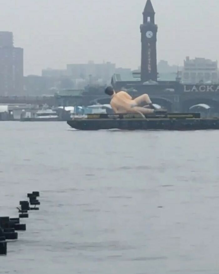 Yes, There Is Currently A Massive Borat Barge Floating Down The Hudson River