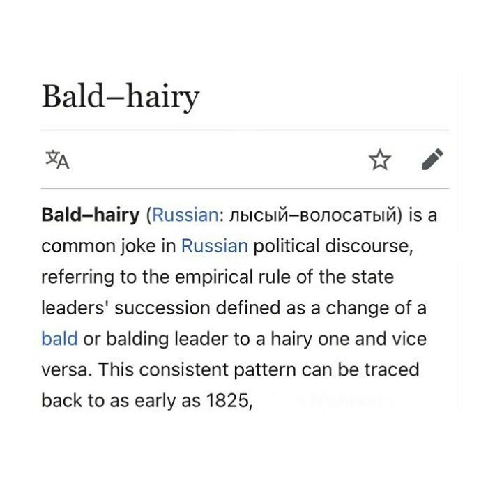Lenin Was Bald, Stalin Was Hairy; Krushchev Was Bald, Brezhnev Was Hairy; Gorbachev Was Bald, Yeltsin Was Hairy - And Putin Is Practically Bald, So Medvedev Had To Win