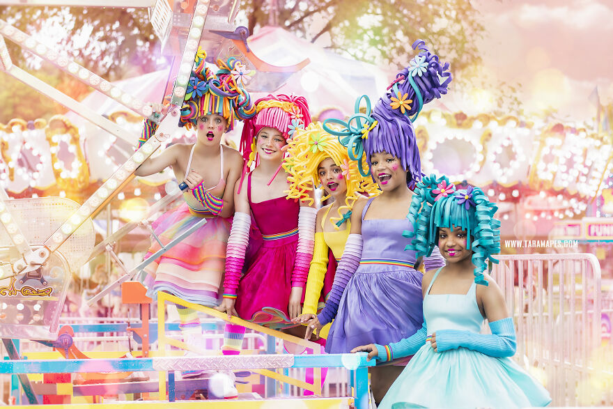 I Created Foam Wigs And Shot At An Empty Carnival To Create This Colorful Carnival Photoshoot