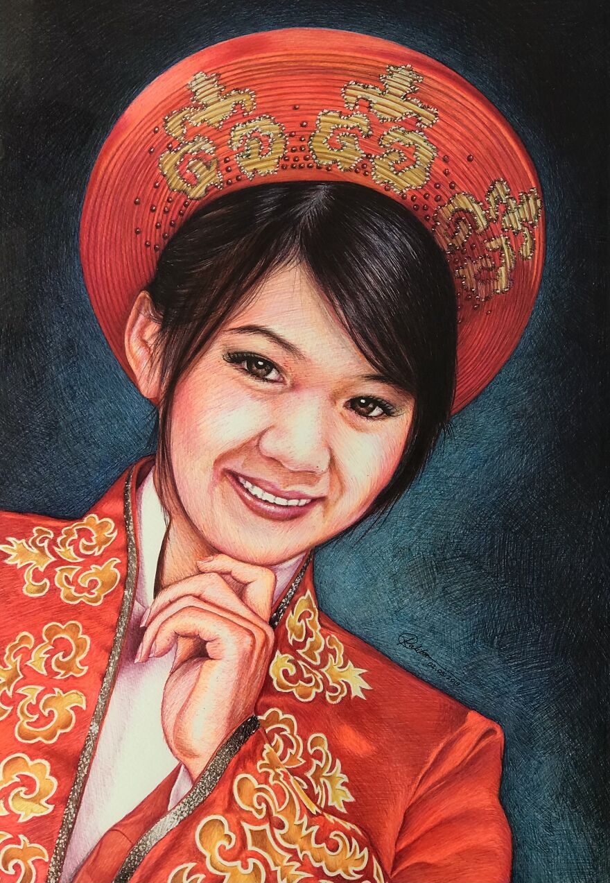 My Wife, Color Ball Pen Art
