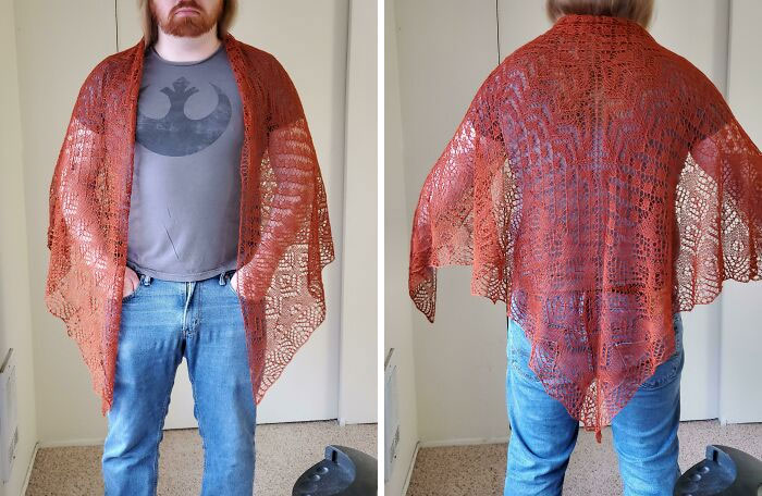 I Made A Lacy Shawl For My Mom, But I Had To Try It On For Myself First