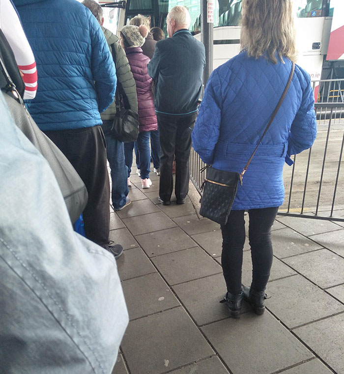 People Hoping To Skip Queues By Standing Like This And Trying To Slip In