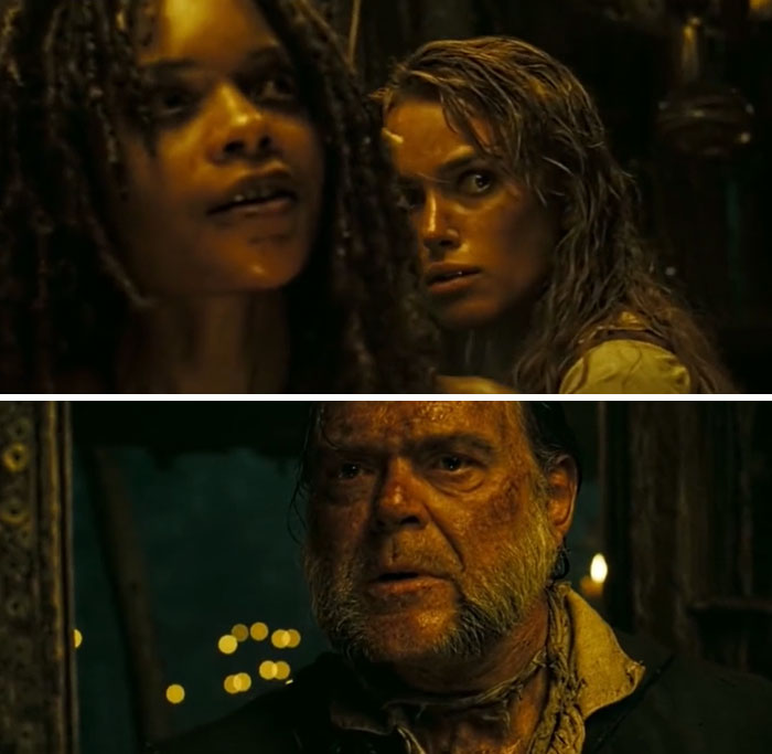 Al final de Piratas del Caribe: El Cofre Del Hombre Muerto (2006), cuando cierto personaje regresa de entre los muertos, el reparto muestra una auténtica sorpresa. Los guionistas mantuvieron el regreso del personaje en secreto, incluso sin acreditarlo