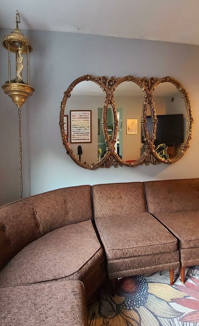 I Picked This Huge Mirror Up For $20 At A Local Thrift Store Because It Needed To Live Next To My Rain Lamp