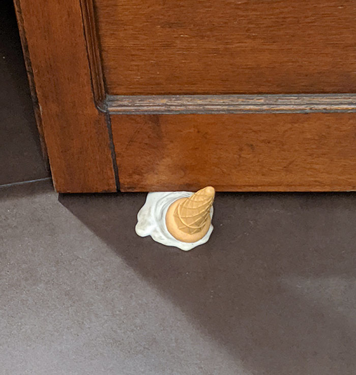 A Gelato Shaped Doorstop At A Gelateria In Italy