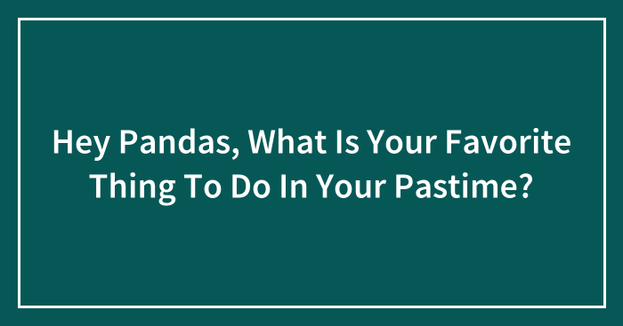 Hey Pandas, What Is Your Favorite Thing To Do In Your Pastime? (Closed)
