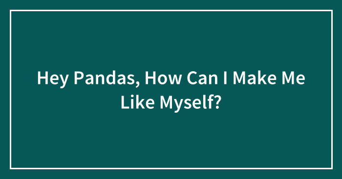 Hey Pandas, How Can I Make Me Like Myself? (Closed)