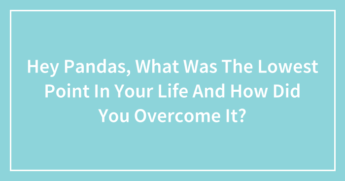 Hey Pandas, What Was The Lowest Point In Your Life And How Did You Overcome It? (Closed)