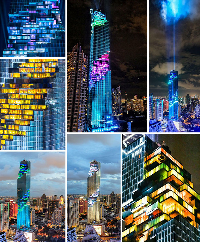 This One-Of-A-Kind Pixelated Facade On The Mahanakhon Tower In Bangkok, Thailand