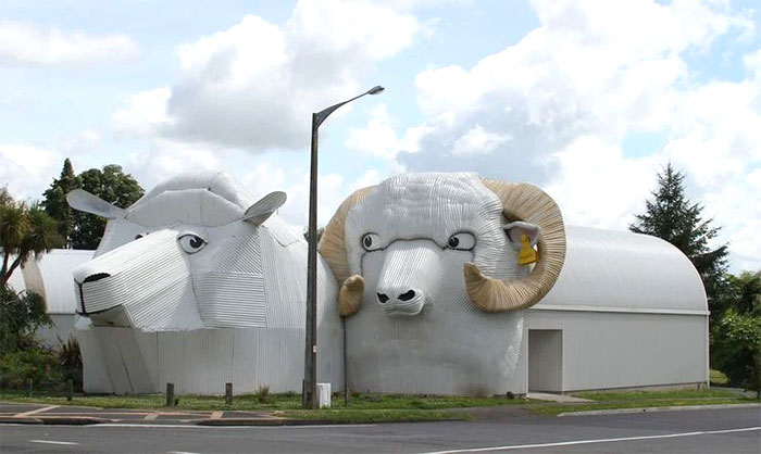 El edificio de las ovejas (Tirau, Waikato, Nueva Zelanda)