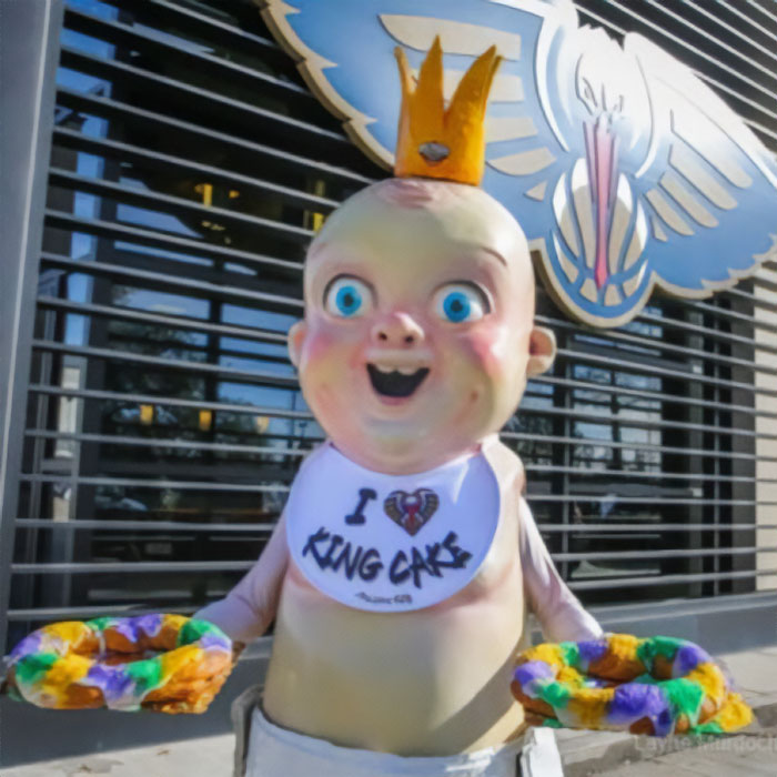 The Lifeless Eyes Of The King Cake Baby Mascot...