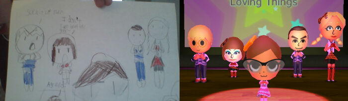 The Picture On The Left Is Drawn. The Picture On The Right Is The Reference.