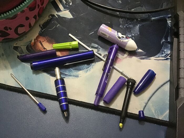I Collect Pen Pieces So I Can Reassemble And Fix Them (There’s Way More Than In The Image)