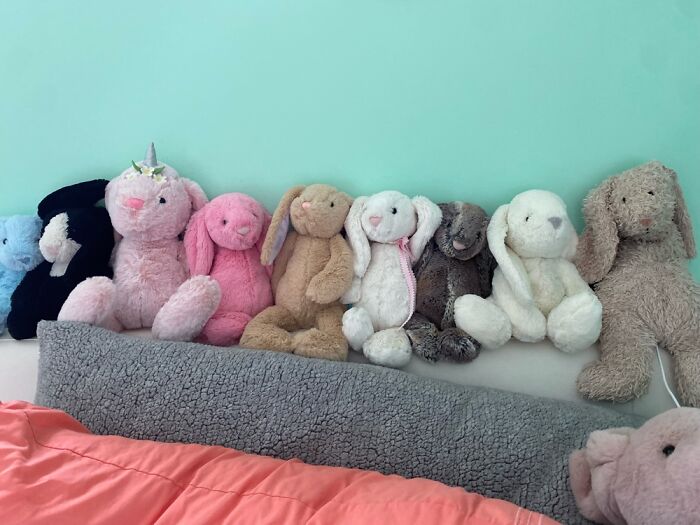This Is Only A Few Of Them, But I Collect Bunny Stuffed Animals.