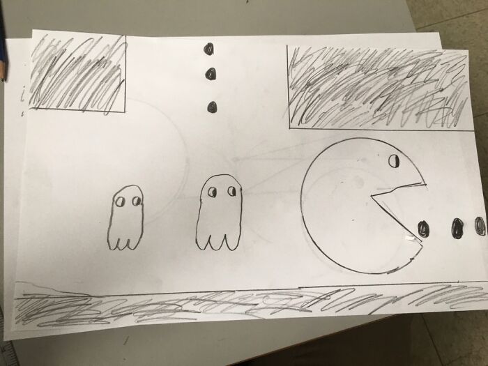 I Did This In Math Class. We Were Learning How To Use Compases And Protractors. Its Pac-Man Btw