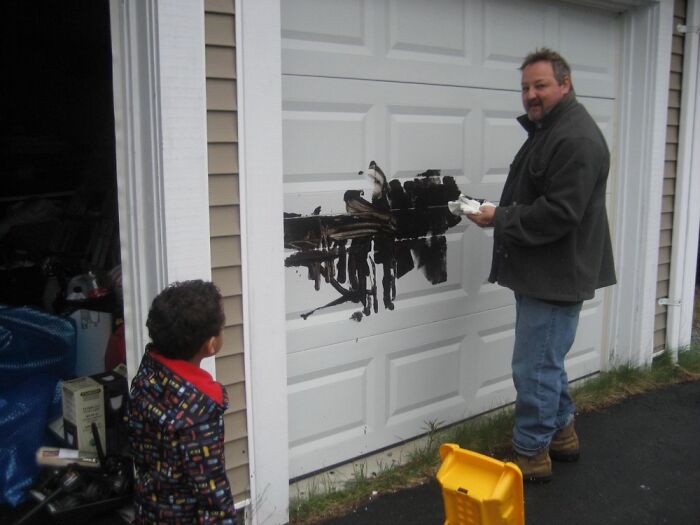 This Pic Of Me When I Was 3 Or 4. I Got Ahold Of Some Tar In The Garage And Painted The Door.