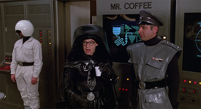 In Spaceballs (1987), Dark Helmet Is Drinking From A Styrofoam Cup Because Crew Members Would Leave Them Around The Set. So, Mel Brooks Decided To Just Make Them A Part Of The Universe