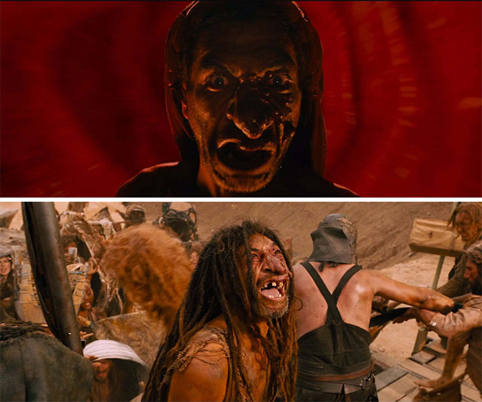 In The Beginning Of Mad Max: Fury Road [2015], Max Is Remembering The Faces Of People He Failed. We See This Man (Top Image) For A Split Second. That Man Appears At The End Of The Movie, Being Saved By Max's Heroism