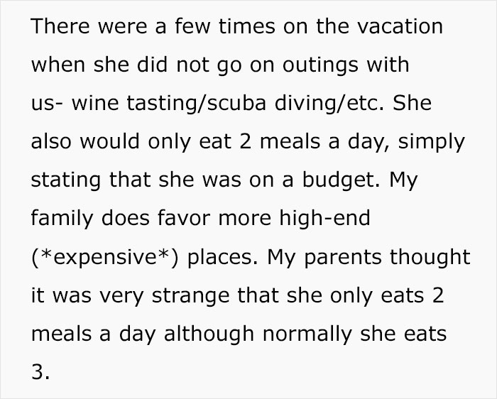 Rich Man Doesn't Realize His GF Can't Afford His Lavish Lifestyle And Skipped Meals On Vacation, Asks If He's Wrong