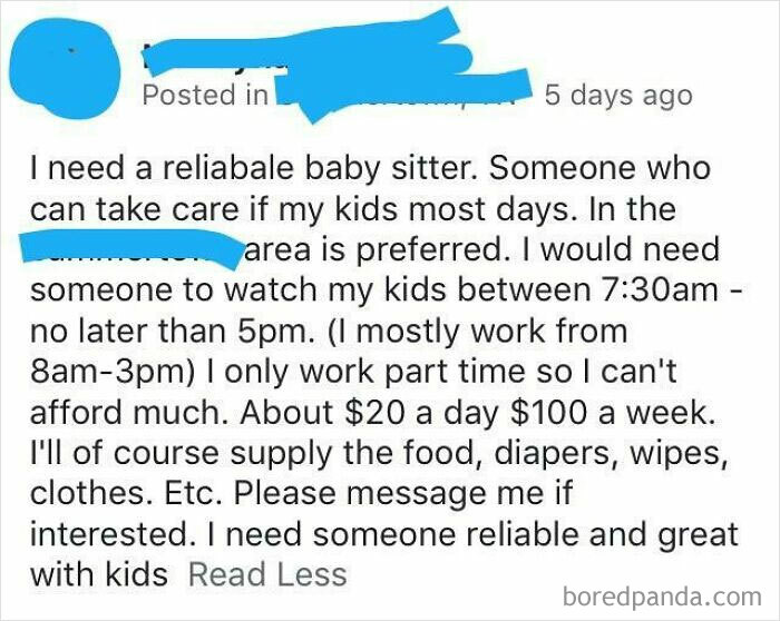 Need A Reliable Baby Sitter