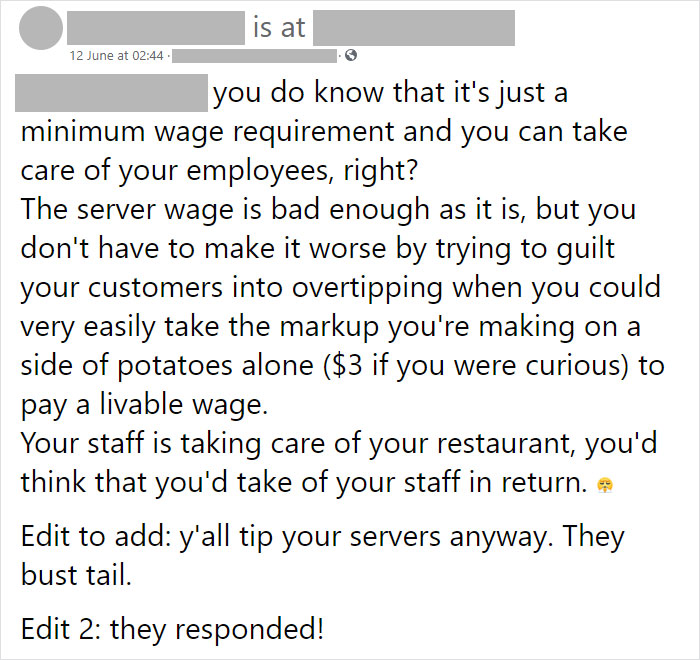 Restaurant Posts A Sign Begging Clients To Tip Servers, Digs Their Own Grave As People Start Criticizing Them