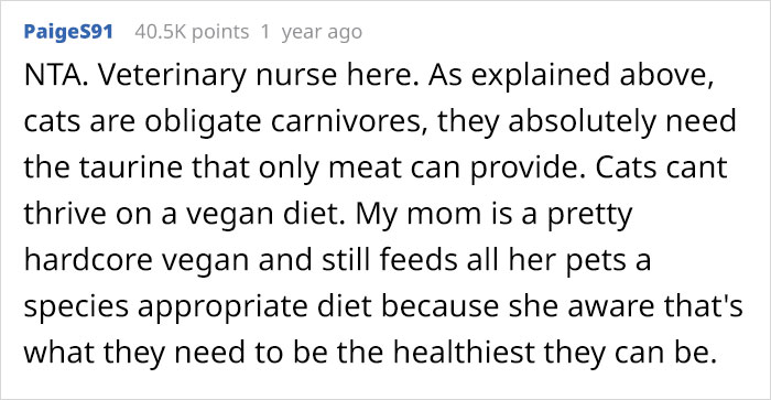 Vegan Stepdaughter Makes A Scene After Parents Refuse To Change Their Cat's Diet To Vegan