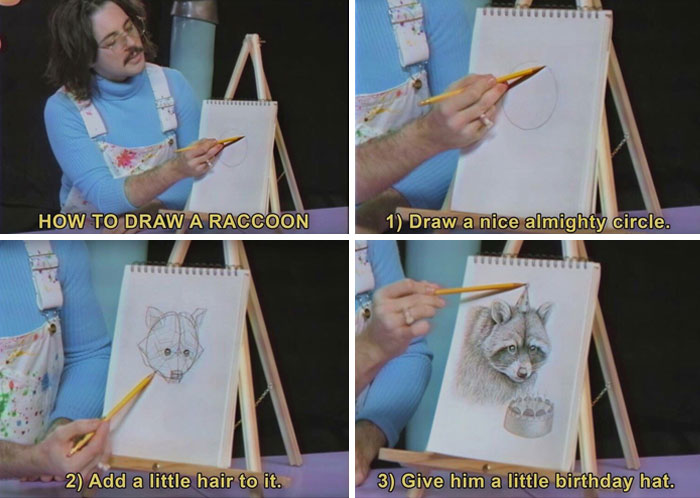 How To Draw A Racoon With A Party Hat