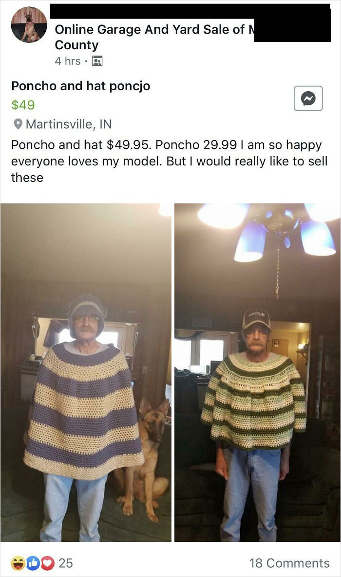 Woman Makes Her Regretful Husband Model Her Handmade Ponchos. Hilarious