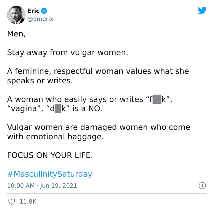 Guy Says "Vulgar" Women Are Damaged And Men Should Stay Away From Them - Gets Laughed At In The Comments