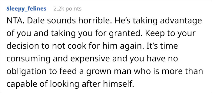 Woman Asks People Online If She's Wrong For Telling Her Husband She Won't Cook For His Grieving Friend Again
