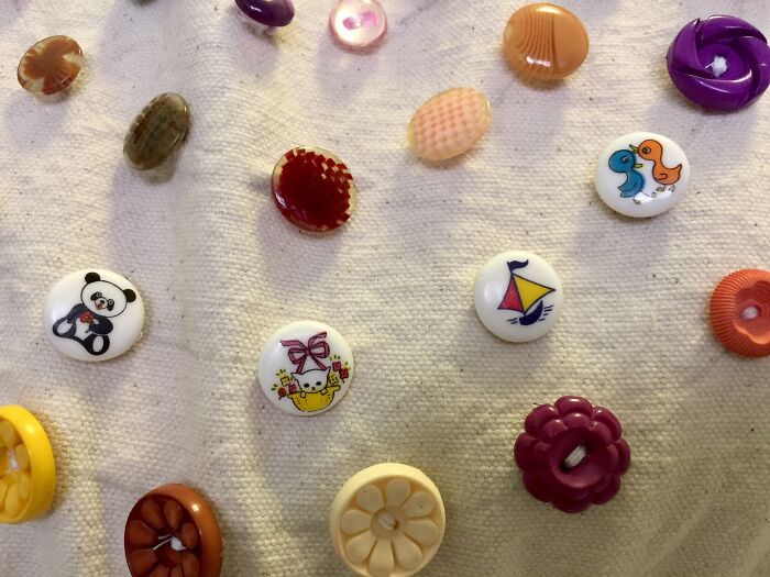 I Collect Buttons And One Day Decided To Display Them By Stitching Them To A Tote Bag