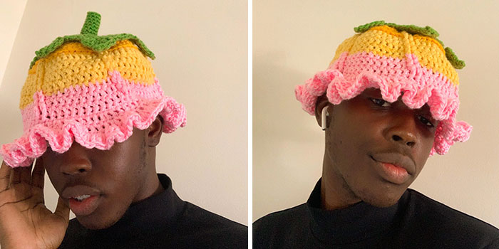 My Friend Loves Flowers And The Color Yellow So I Made This Hat. How’d I Do?